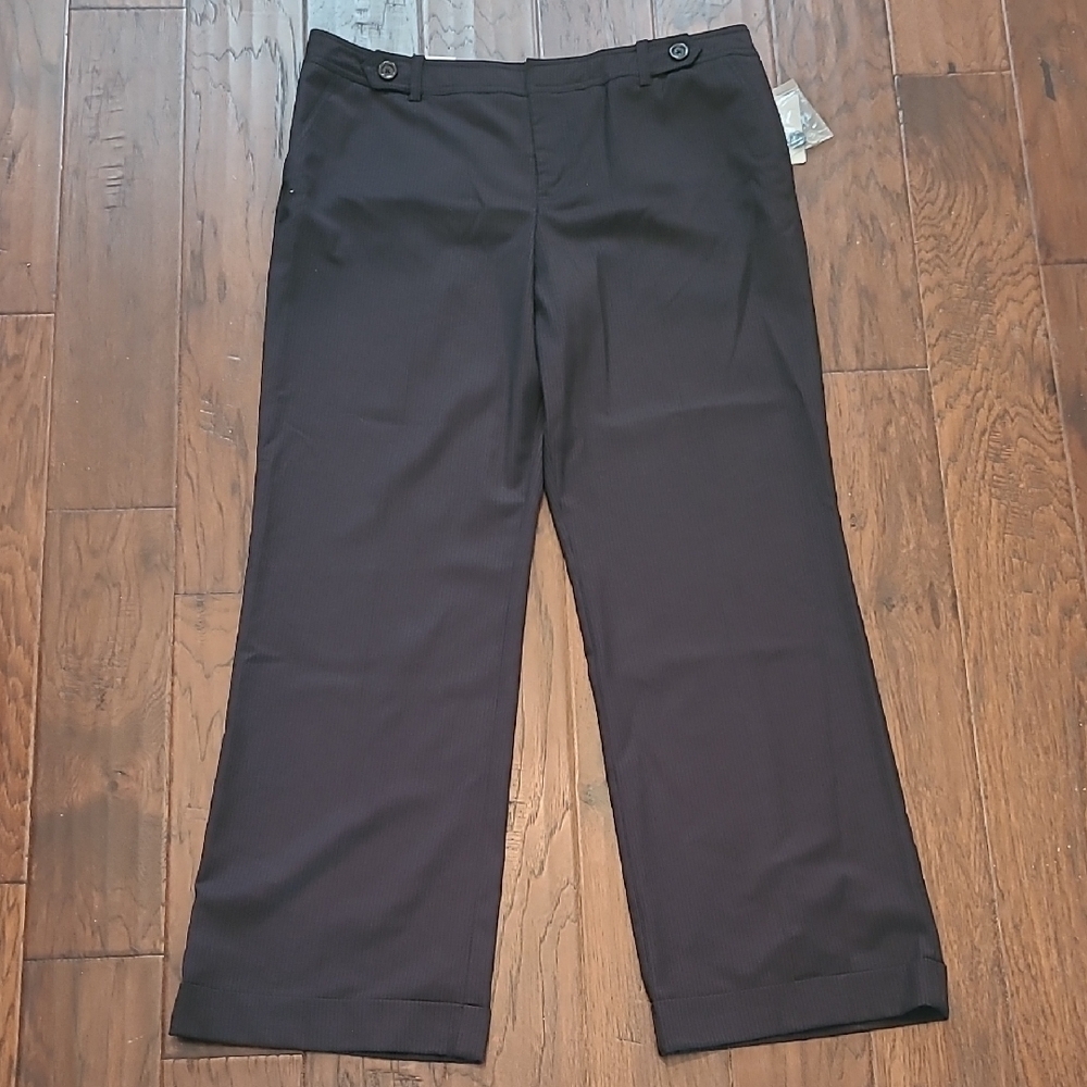 NWT Merona Black Pinstripe Wide-Leg Trousers Size 16